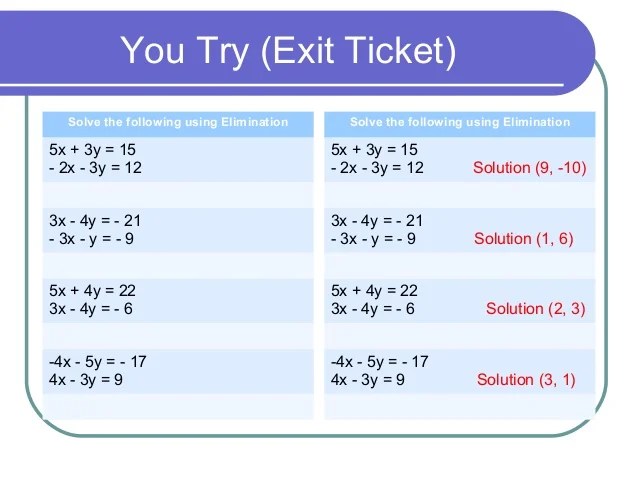 8 solving systems of linear equations by adding or subtracting