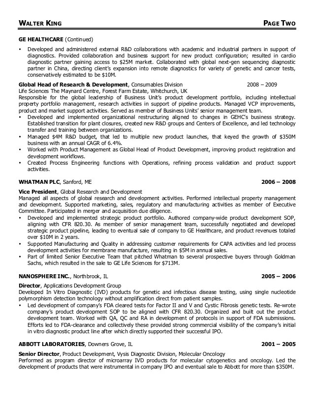Walter King Resume 2015