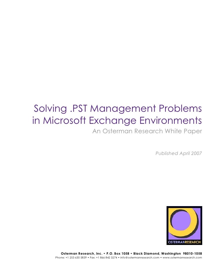 Sherpa Software Whitepaper Solving .Pst Management Problems In Micr…