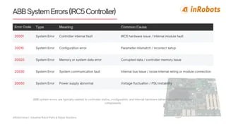 ABB Robot Error Codes Irc5 Troubleshooting Guide | PDF