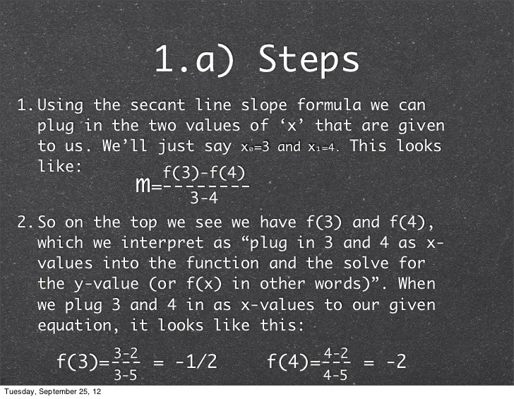 How To Find The Slope Of A Secant Line Given Two Points