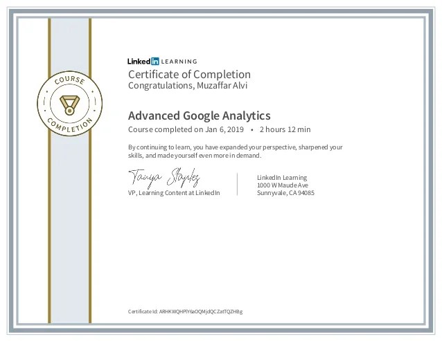 Certificate Ofcompletion Advanced Google Analytics 2