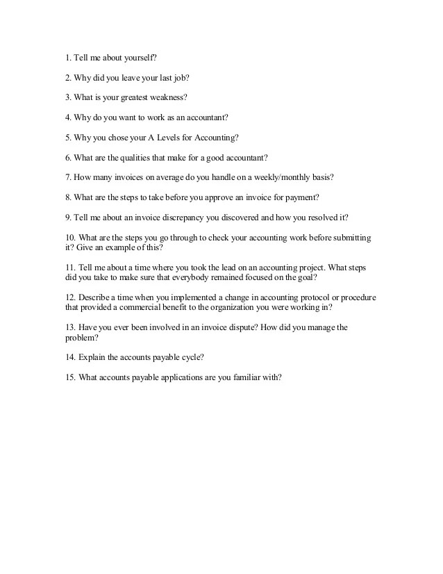 Accounting interview questions and answers tell me about