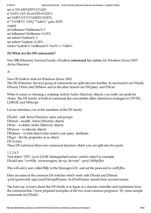 Active Directory Interview Questions And Answers pdfshare