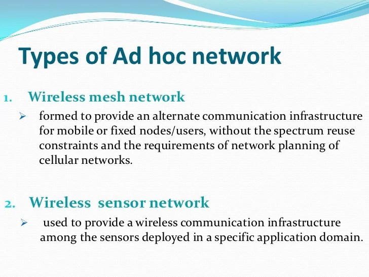 Ad hoc networks