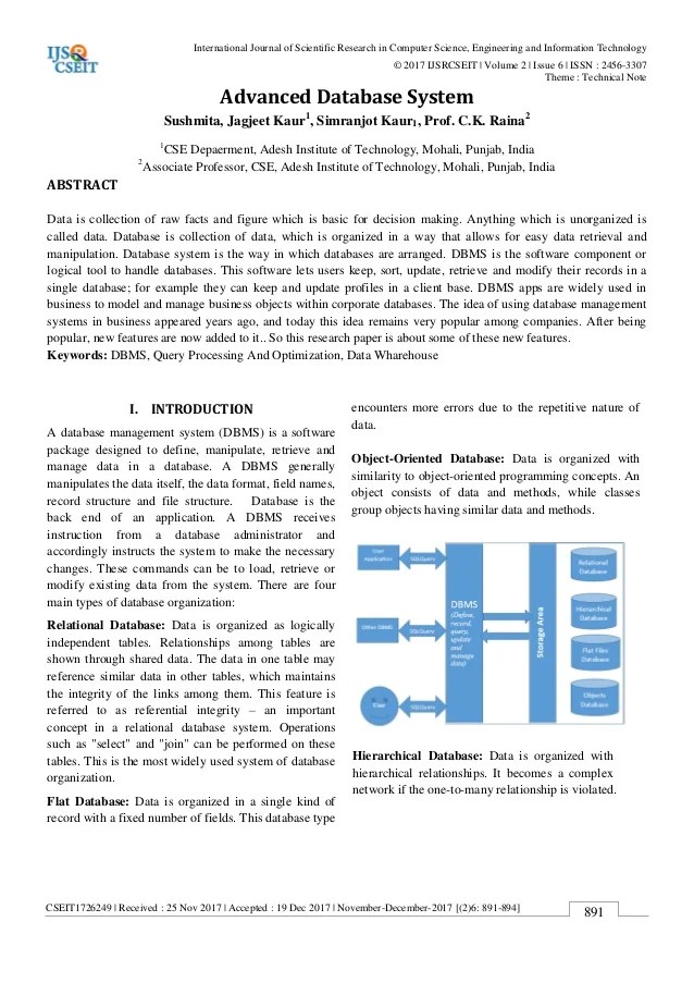 Advanced Database System Advanced Database System