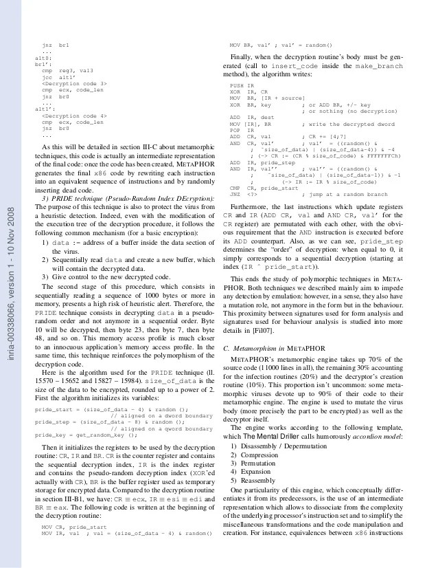 Advanced metamorphic techniques in computer viruses