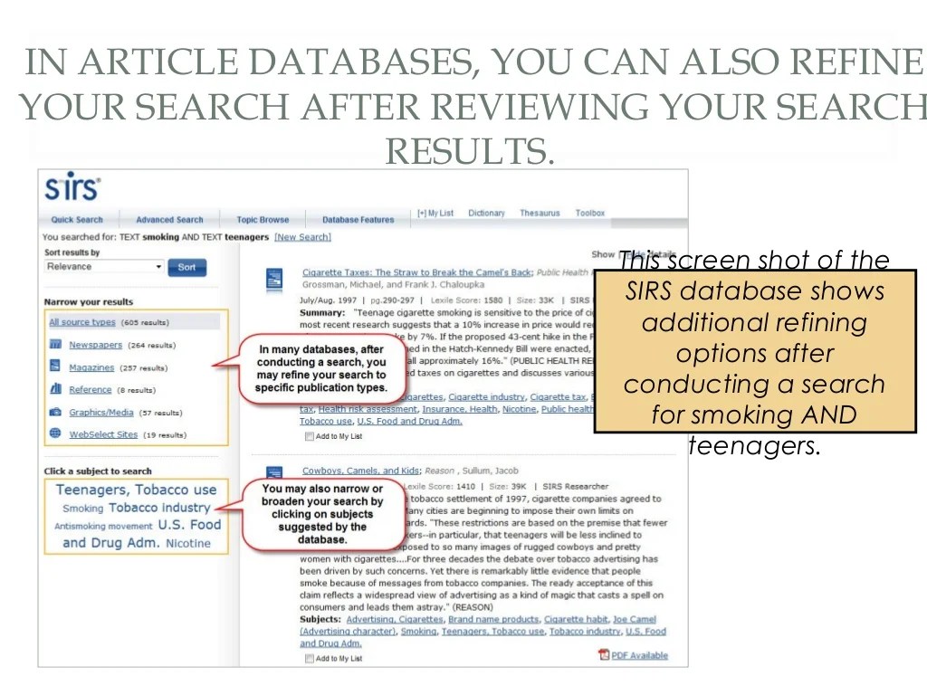 Database Search Techniques