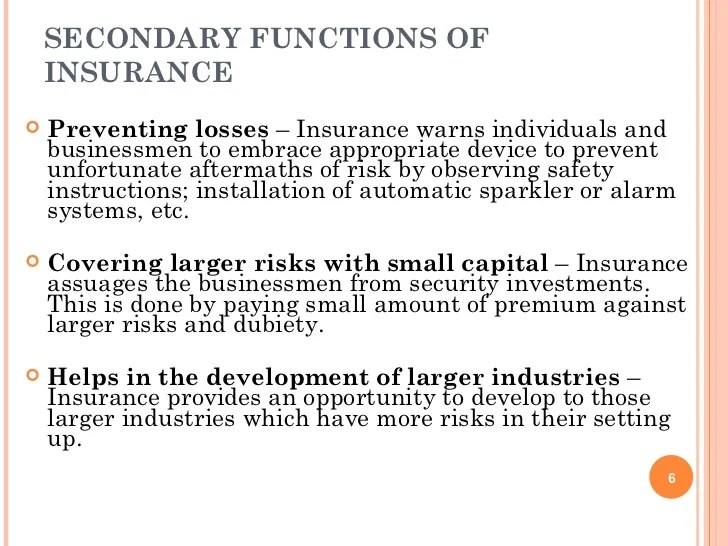 FUNCTIONS OF INSURANCE