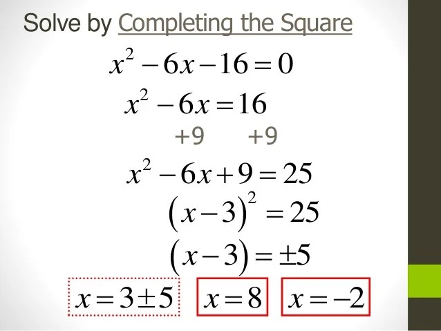 Alg 2 completing the square