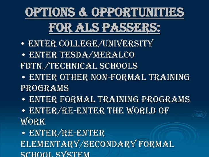 Alternative learning system program