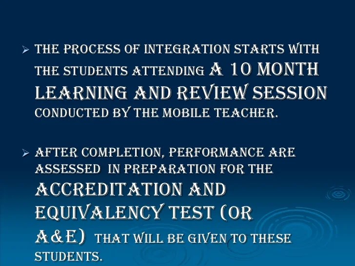 Alternative learning system program