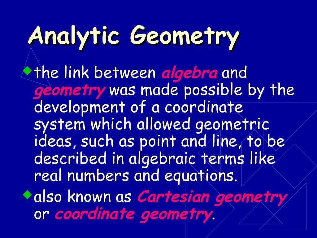 Analytic geometry basic concepts