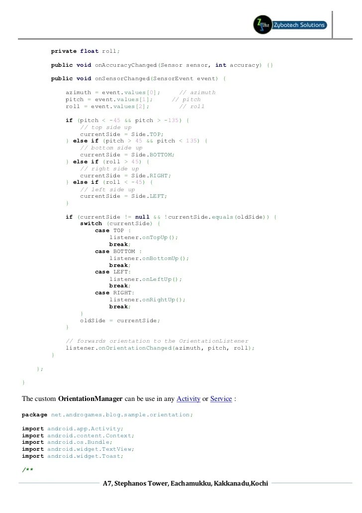 Android accelerometer sensor tutorial