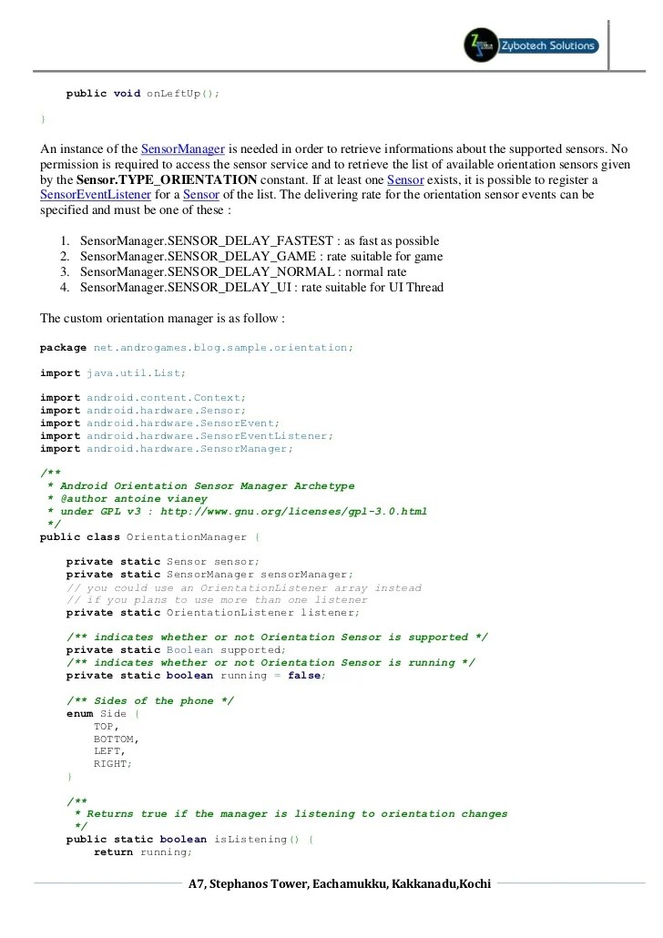 Android accelerometer sensor tutorial
