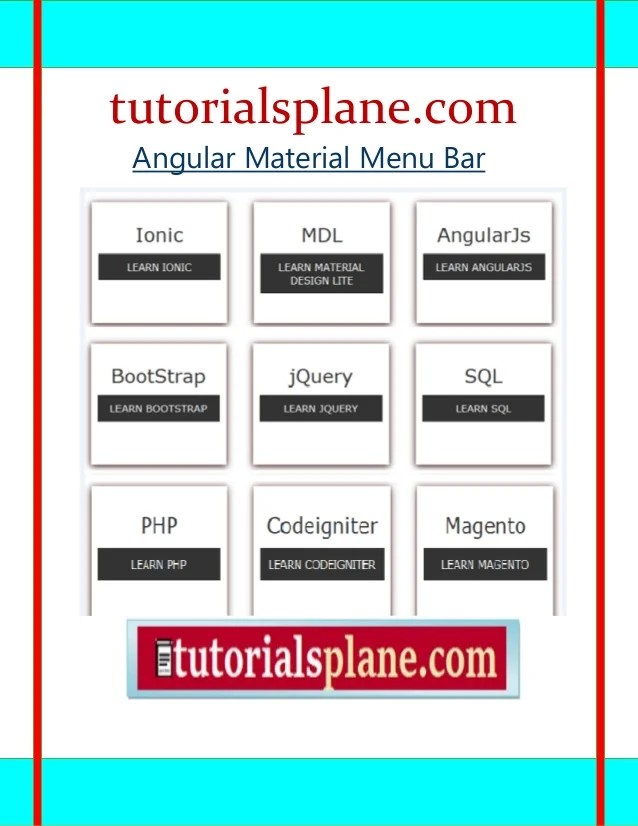 Angular Material Menu Bar