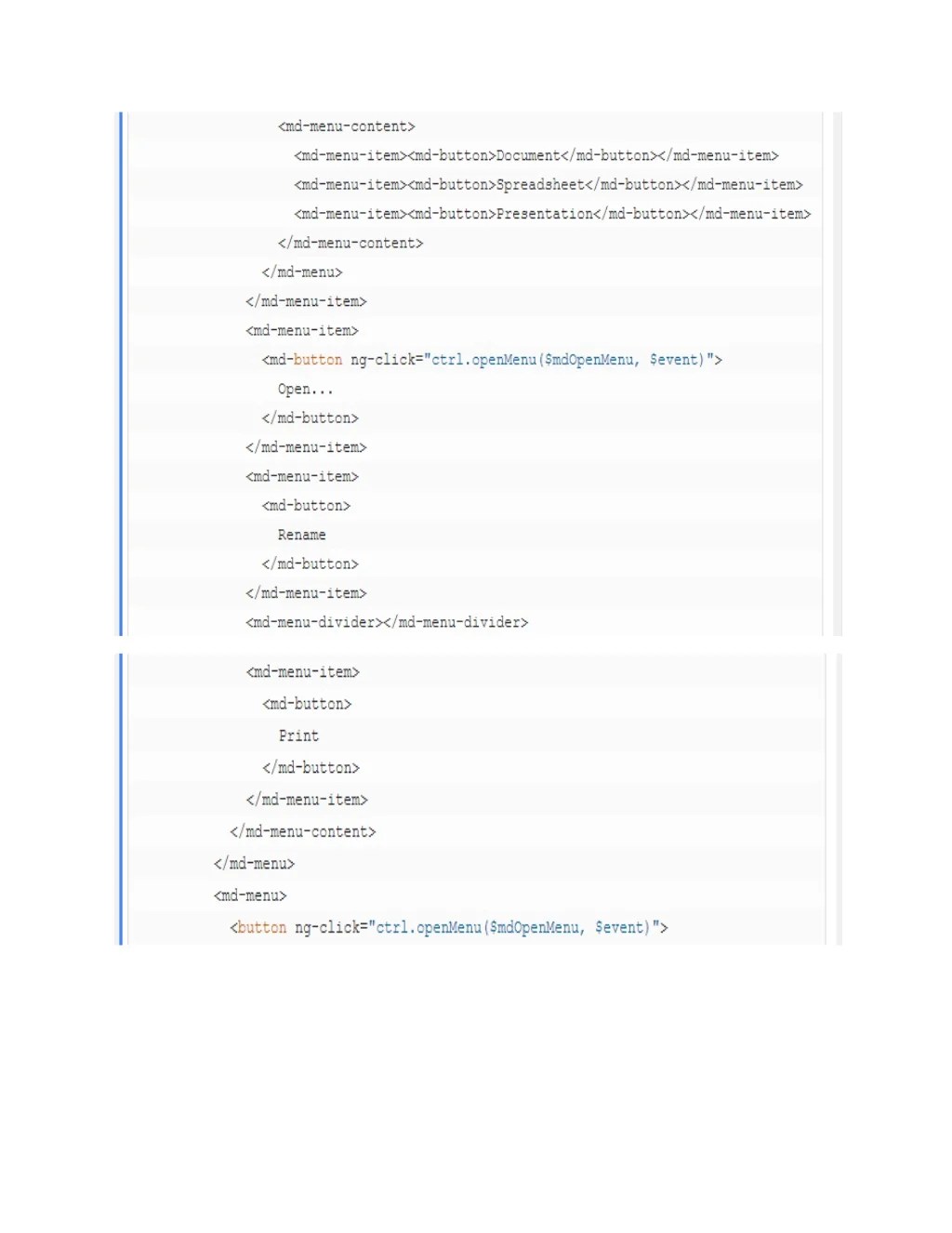 Angular Material Menu Bar