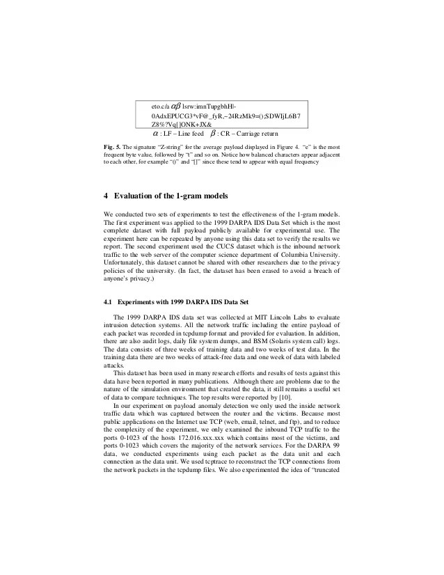 Anomalous payload based network intrusion detection
