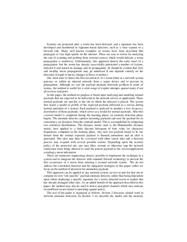 Anomalous payload based network intrusion detection