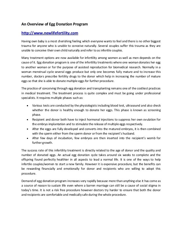 An overview of egg donation program