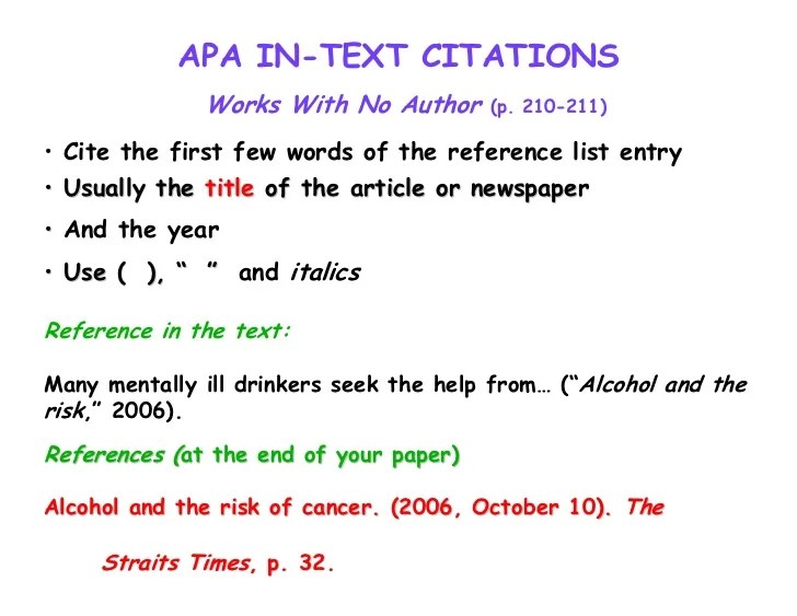 In text citation apa with page number