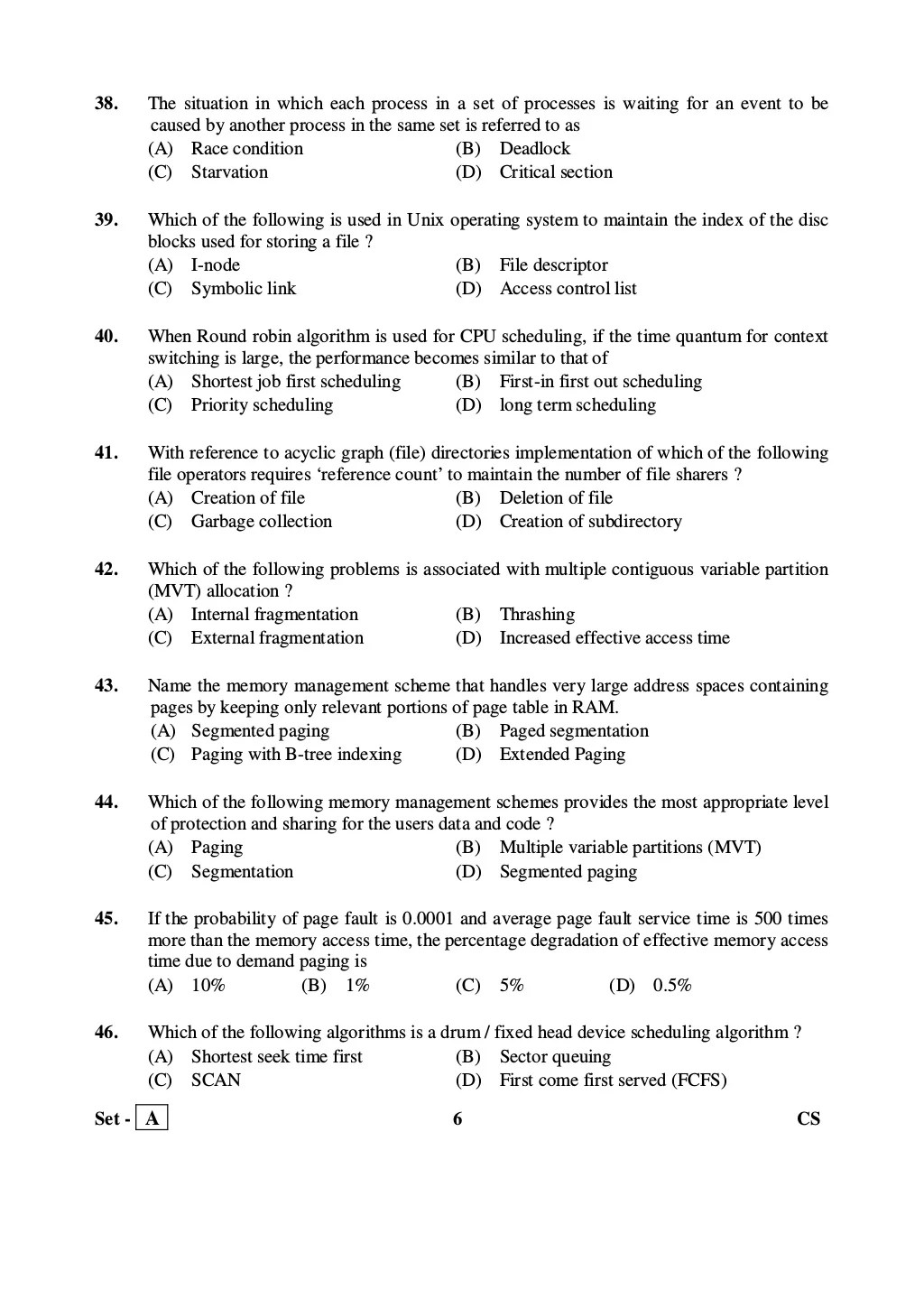 AP PGECET Computer Science 2016 question paper