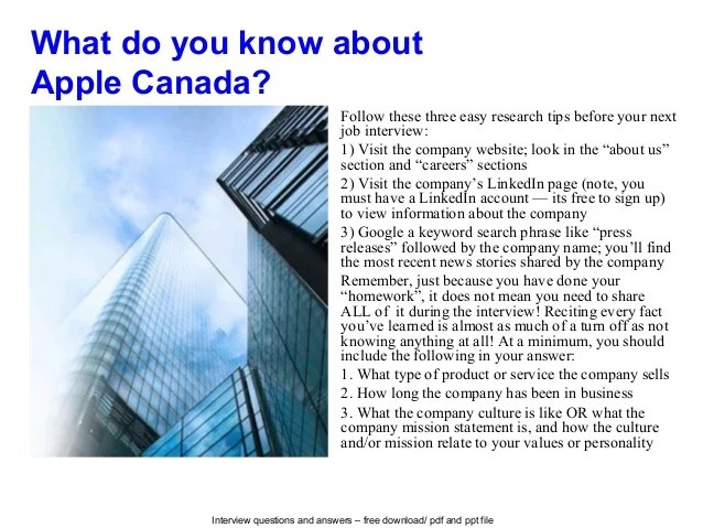 Apple canada interview questions and answers