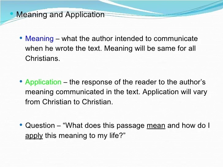 Meaning and Application