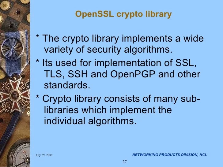 Applying Security Algorithms Using openSSL crypto library