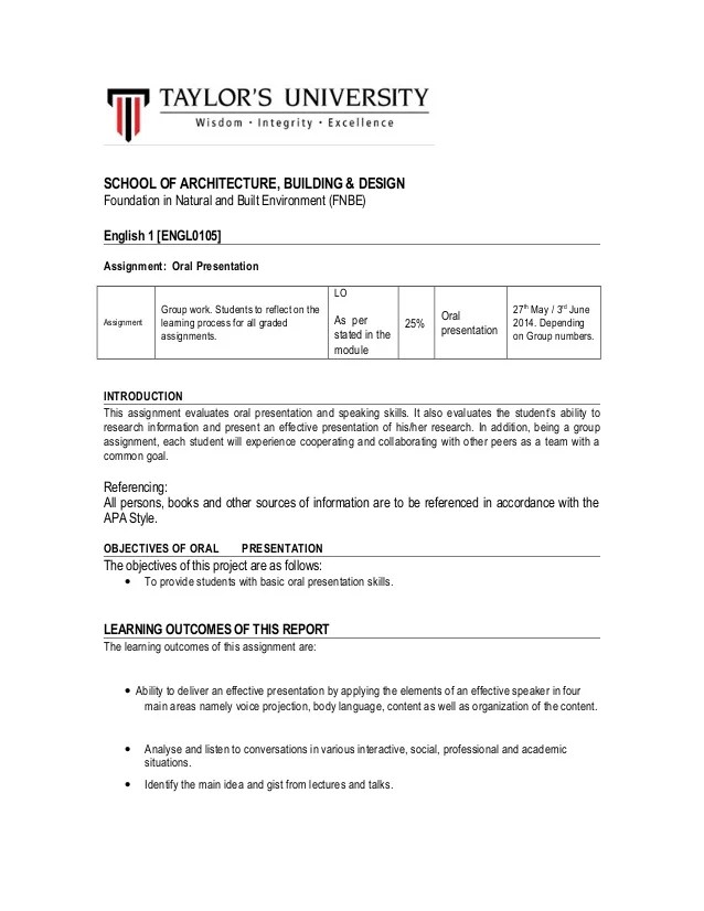 ASSIGNMENT 2 ORAL PRESENTATION BRIEF