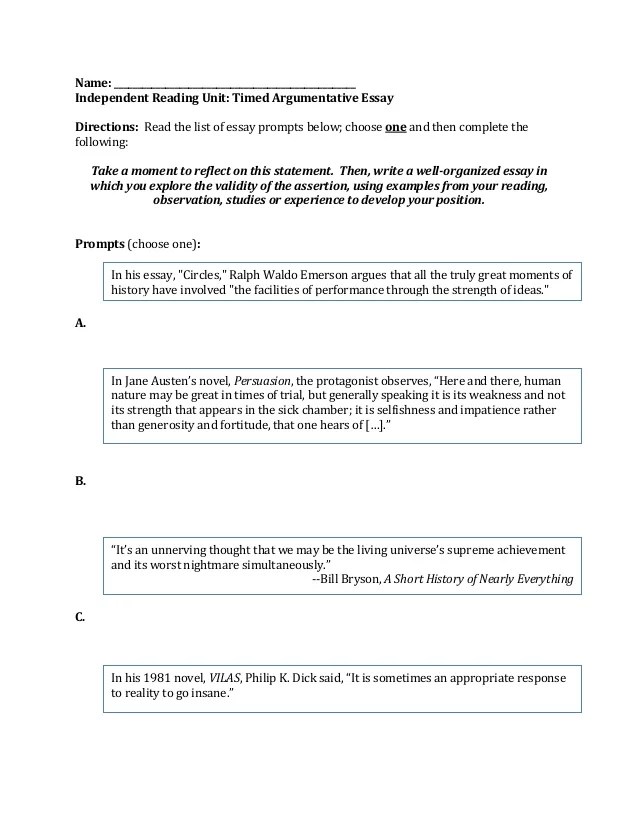 Argumentative essay prompt