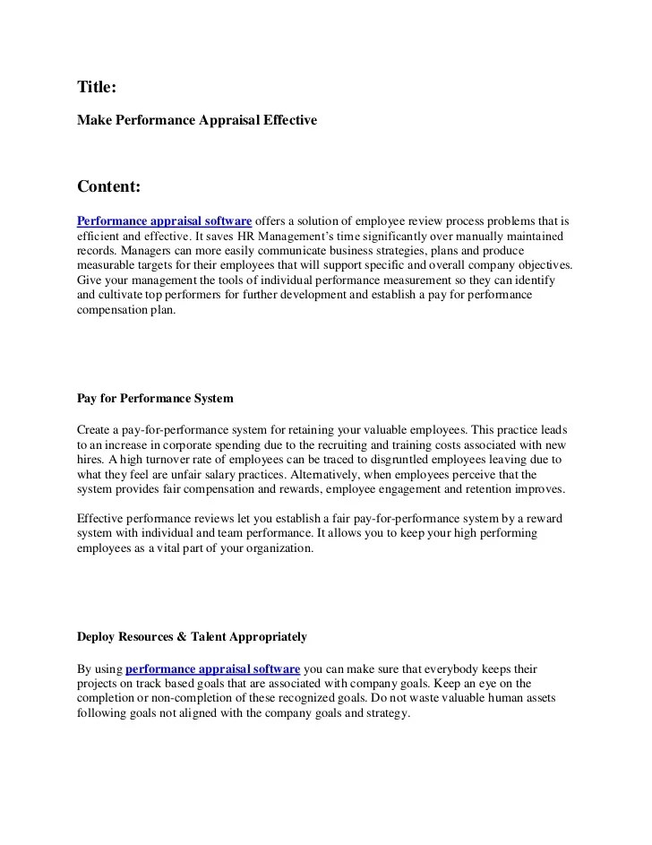 Make Performance Appraisal Effective
