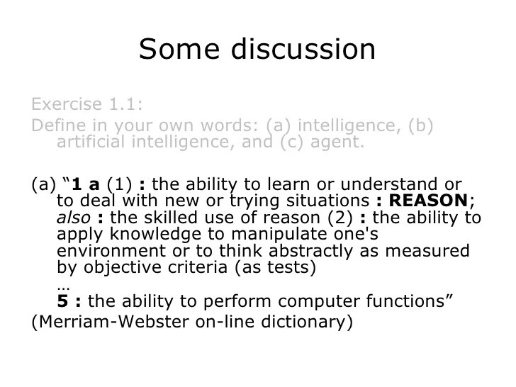 Artificial Intelligence Introduction Chapter 1, AIMA