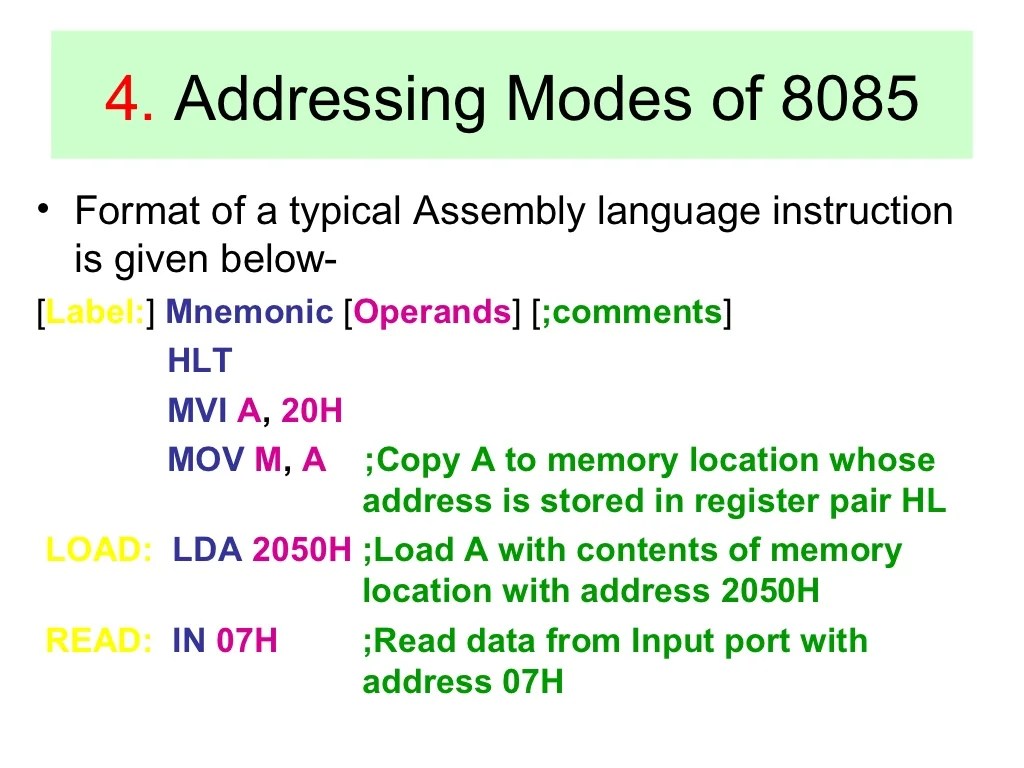 Assembly Language Programming Of 8085