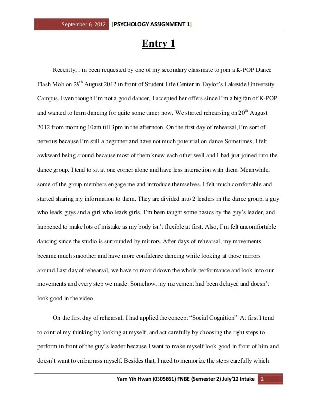 Assignment 1： journal (entry 1)