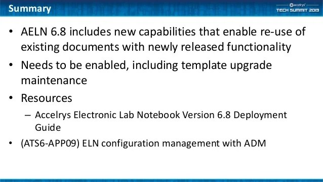 (ATS6APP07) Configuration of Accelrys ELN to Clone to the Latest Tem…