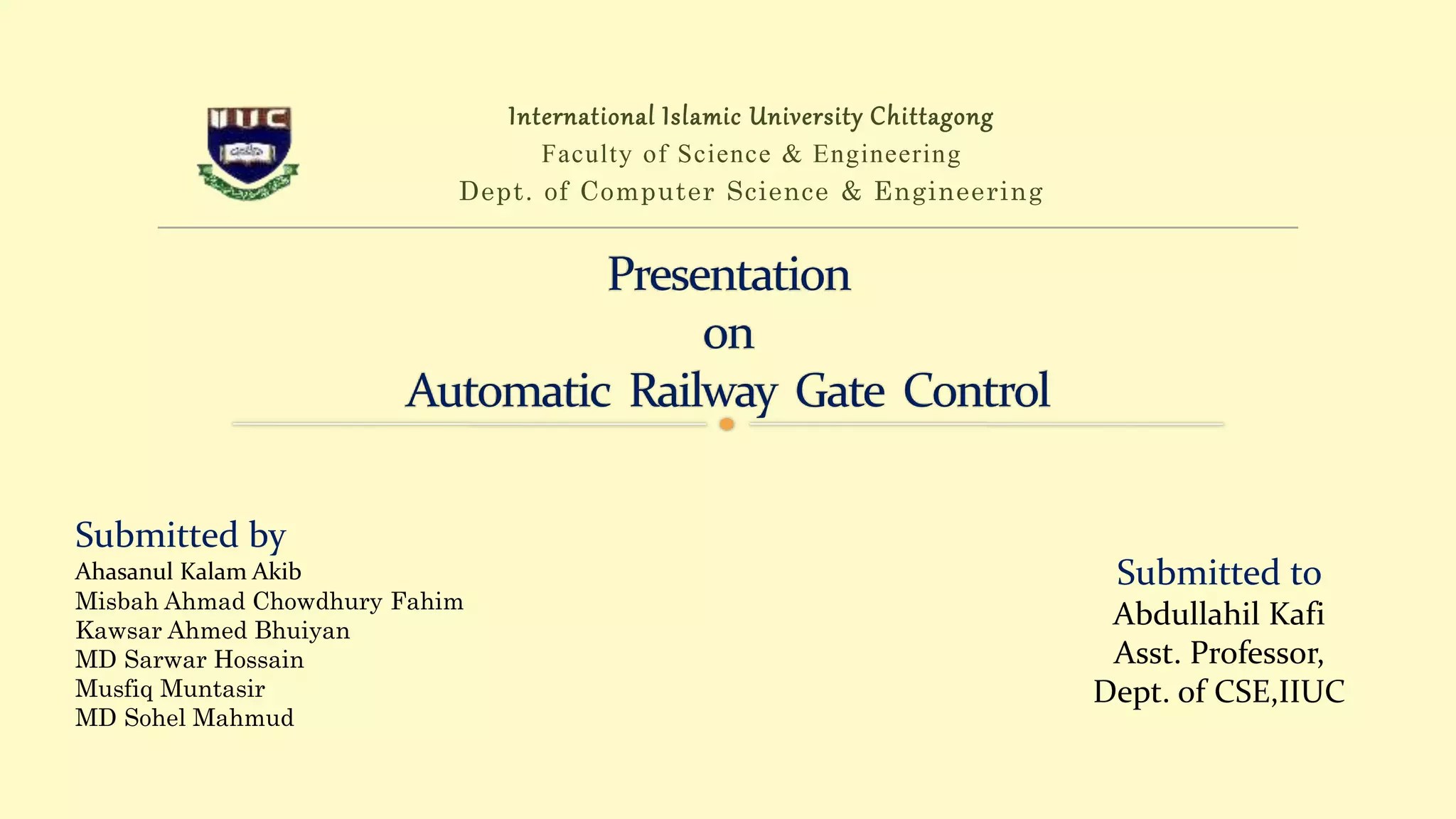 Automatic Railway Gate Control System with Arduino PPT