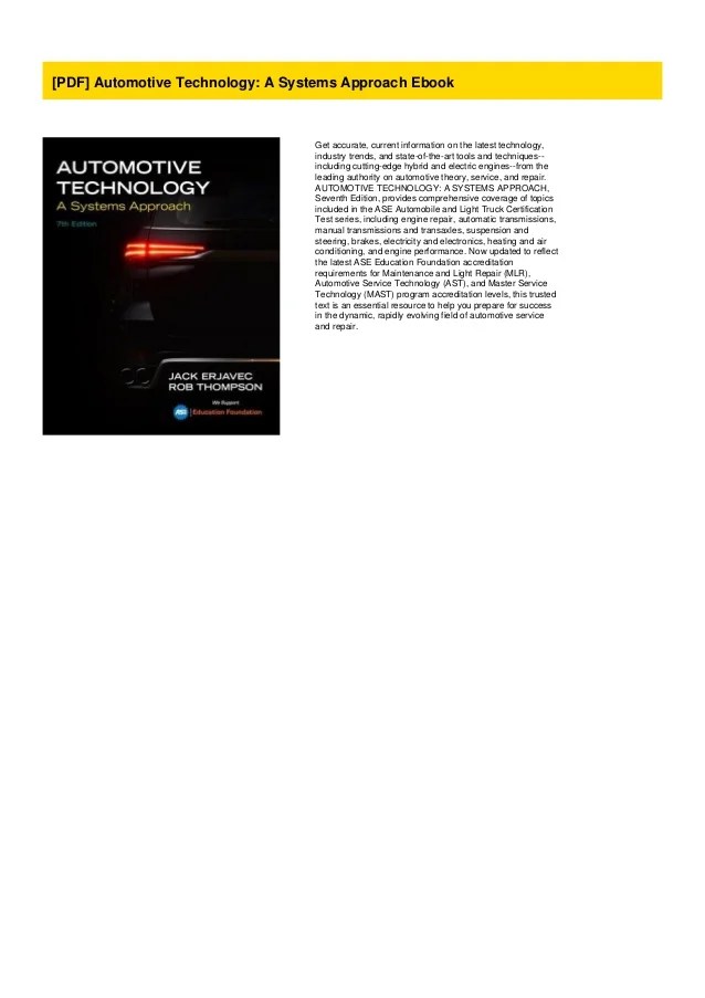 [PDF] Automotive Technology A Systems Approach Ebook