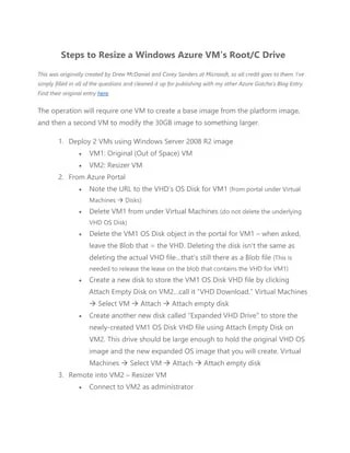 Azure vm resizing the os disk | PDF