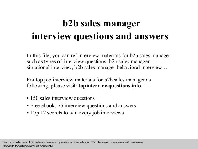B2b sales manager interview questions and answers