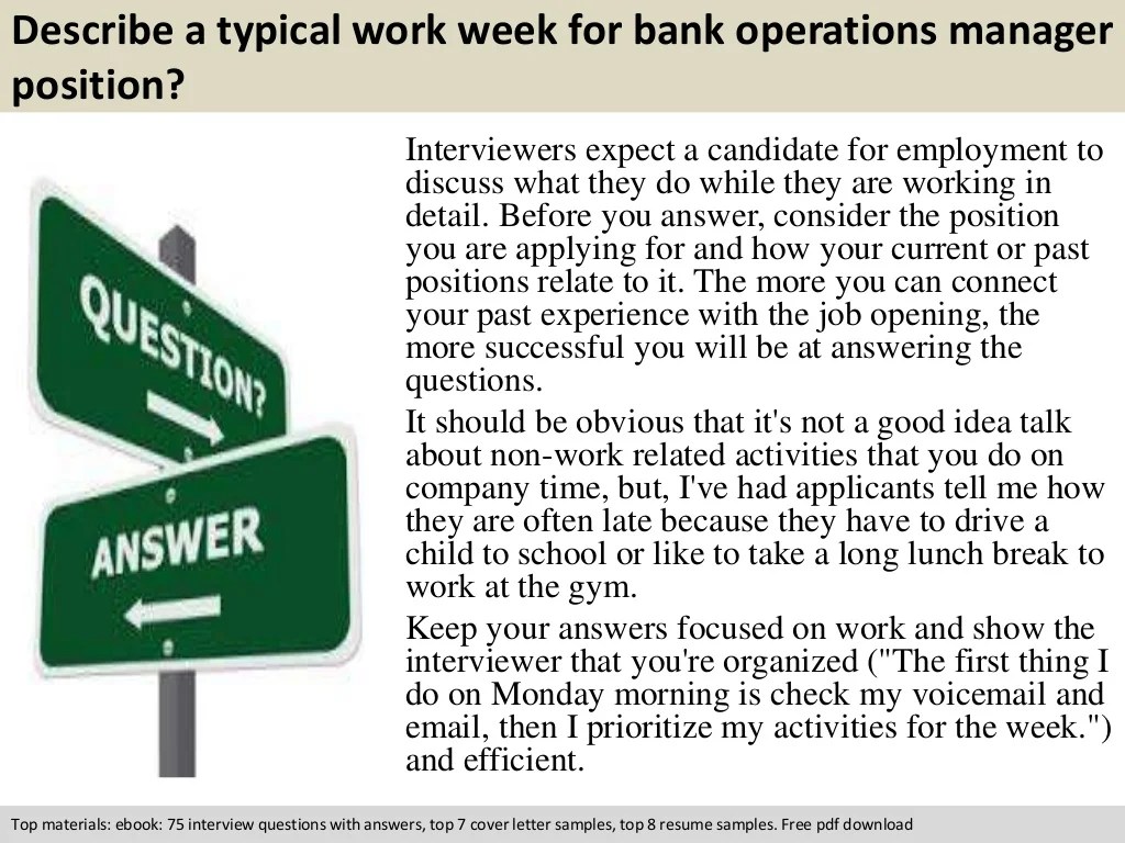 Bank operations manager interview questions
