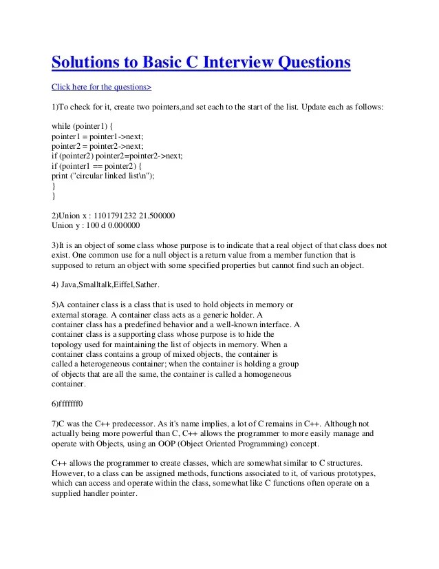 Basic c interview questions