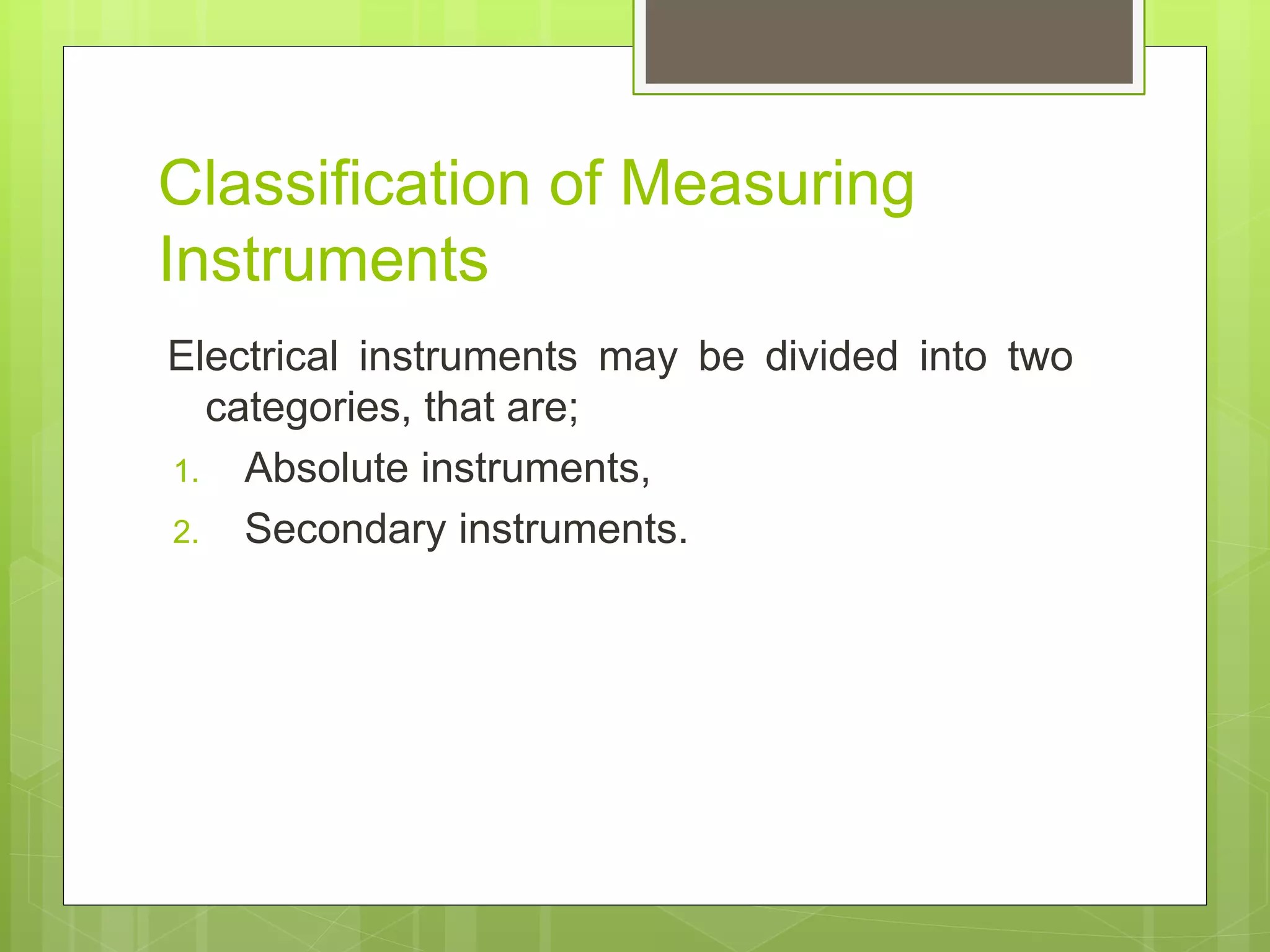 Basic electrical measuring instruments PPT