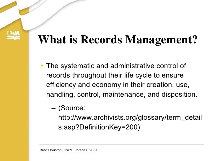 The Basics of UWM Records Management