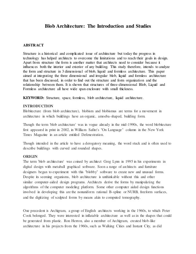 Blob architecture research paper