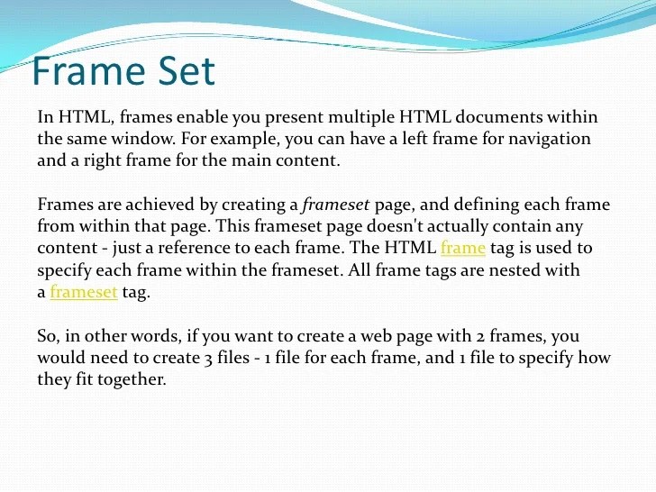 Building a web page using frames