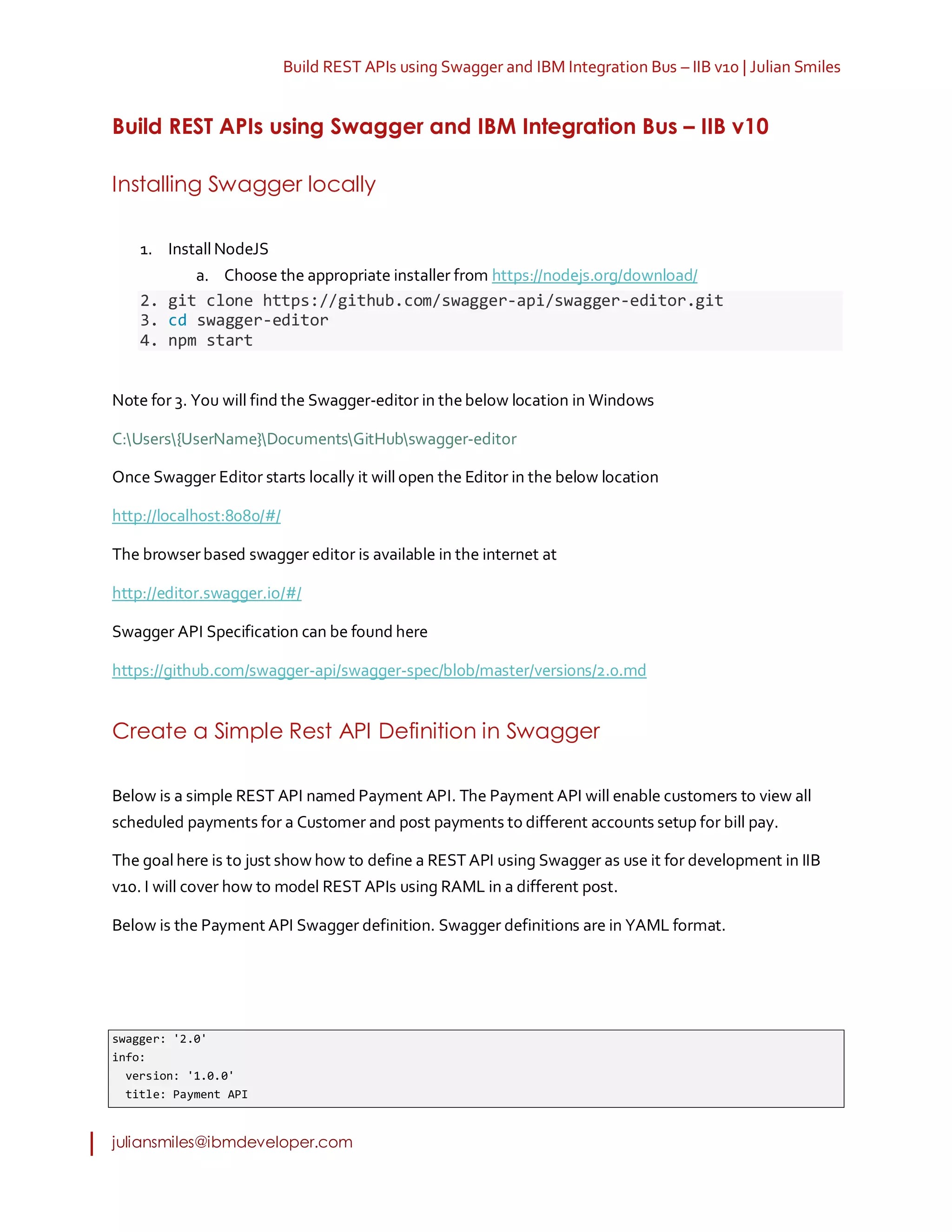 Build REST API's using Swagger and IBM Integration Bus IIB v10 PDF