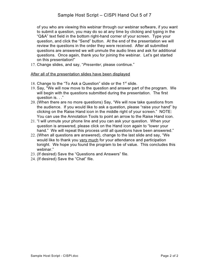 Buzinski 5 Sample Host Script