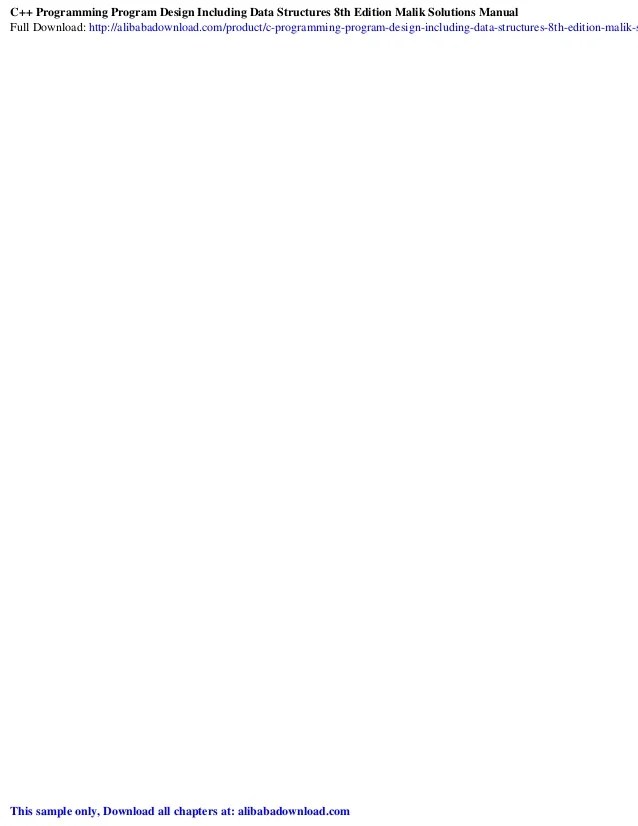 C++ Programming Program Design Including Data Structures 8th Edition