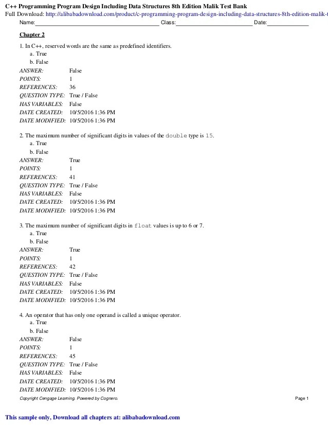 C++ Programming Program Design Including Data Structures 8th Edition